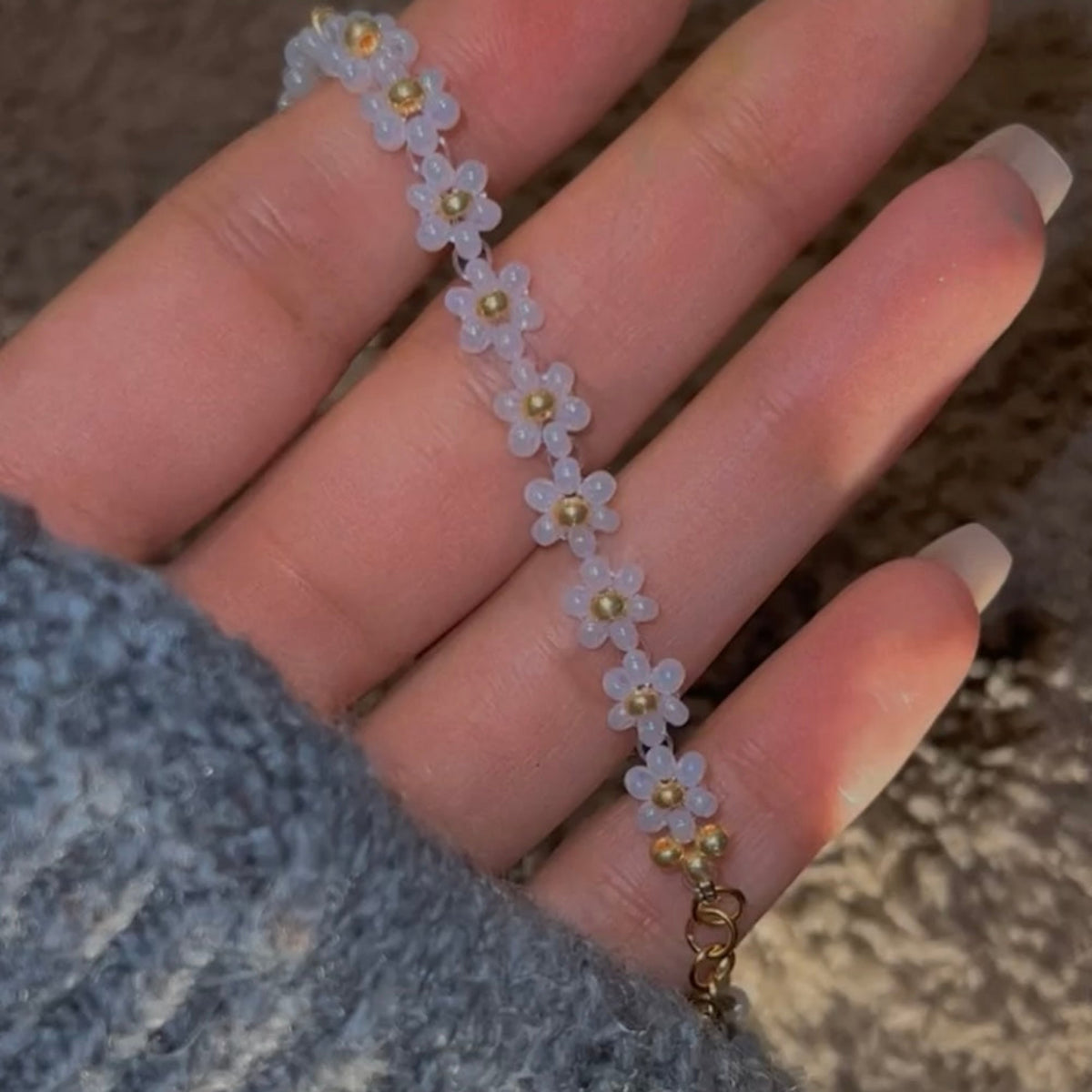 White Flower Jewelry Set – Ring & Bracelet