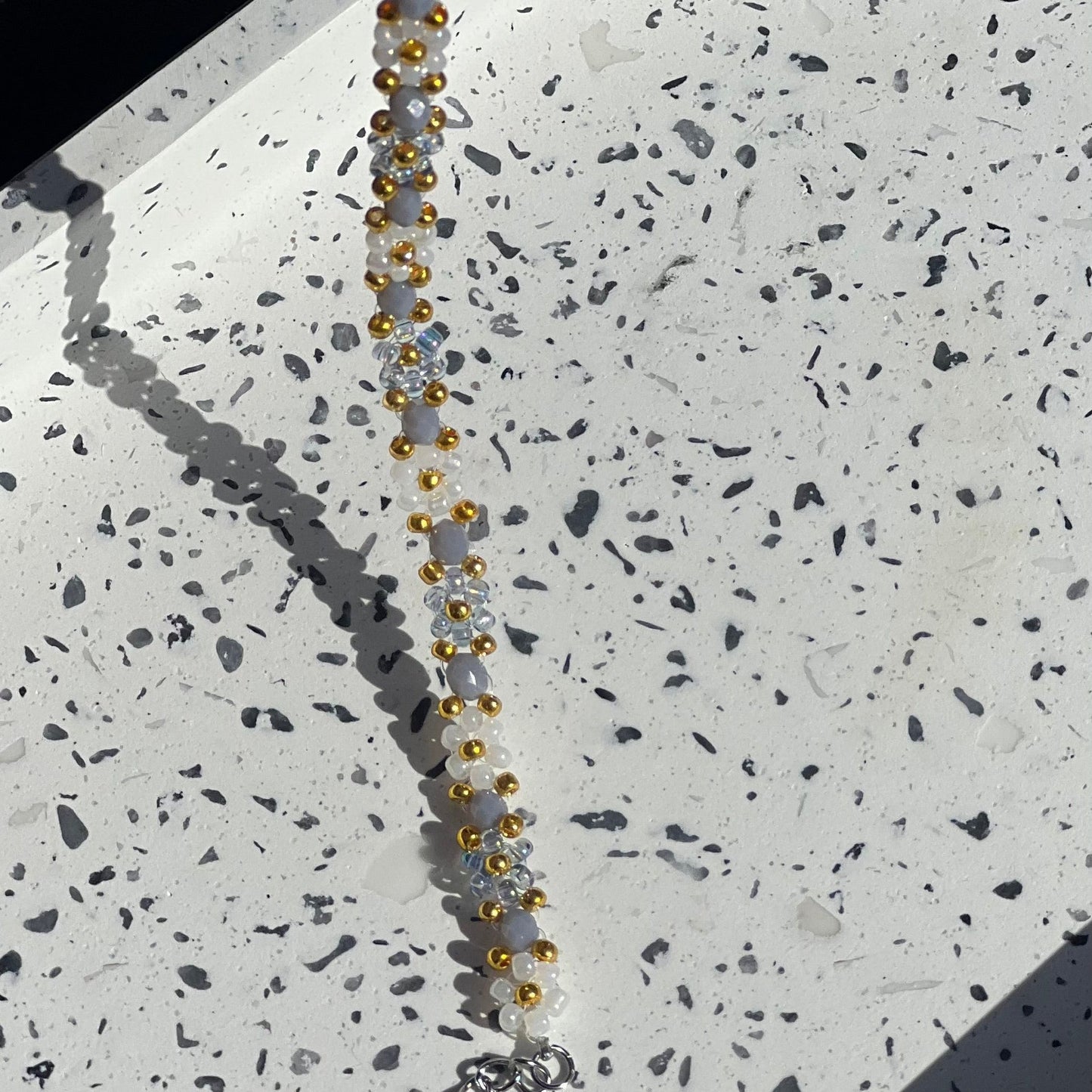 Gray & White Elegant Beaded Bracelet