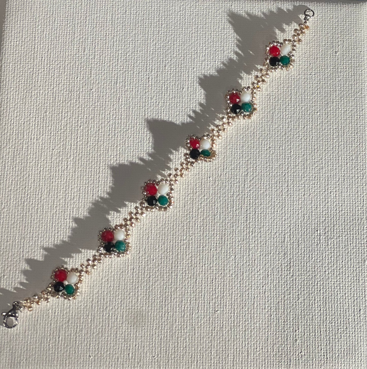 Palestinsk Flagg Armbånd - Sølv Perler