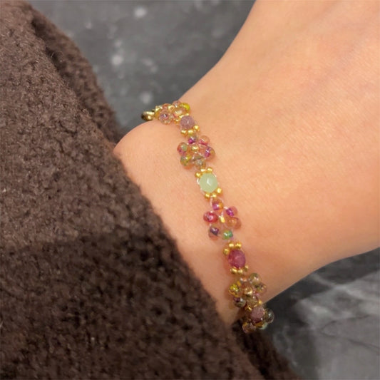 Fargerik Glasperle Armbånd