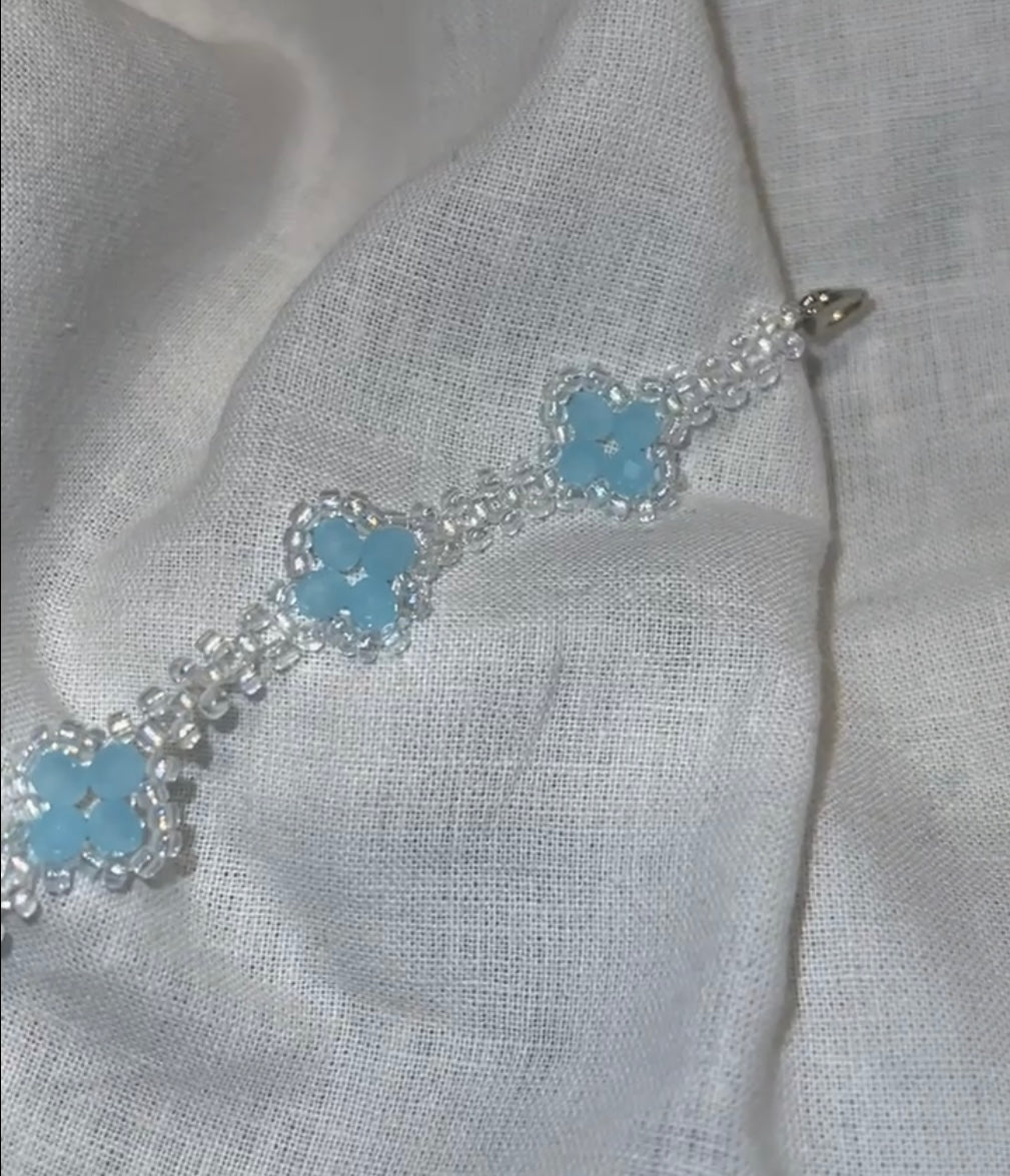 Kløverblad Armbåndsett - Tre Farger med Krystallperler