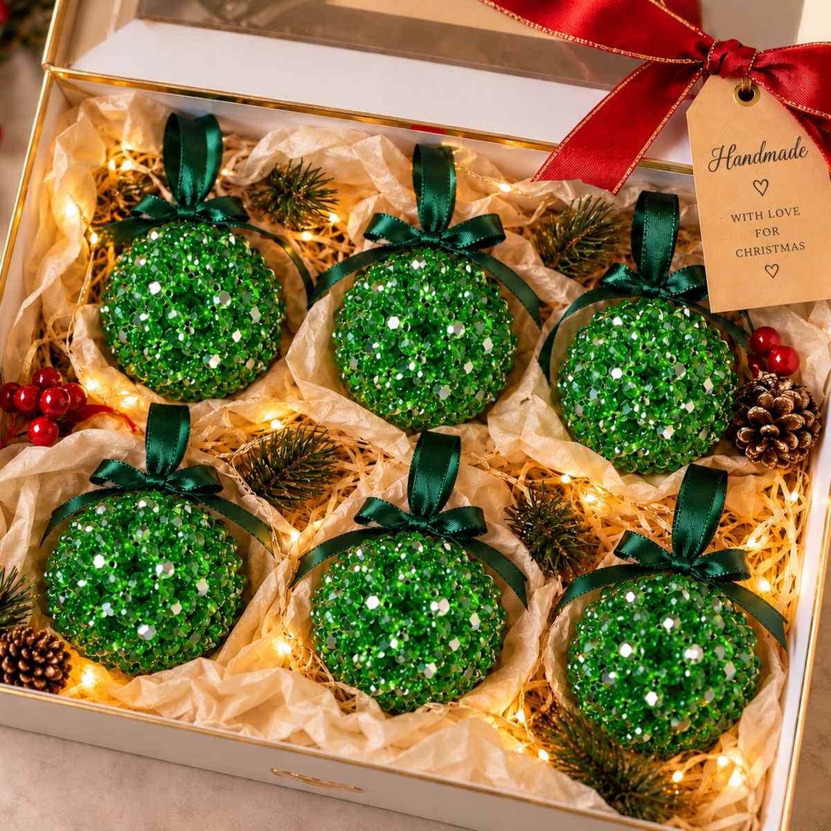 Green Christmas Bauble Gift Set – 6 Pieces